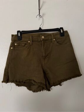 7 For All Mankind Olive Green Denim Shorts / Size 28